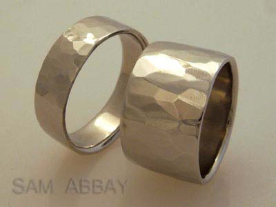 Hammered Palladium Wedding Rings