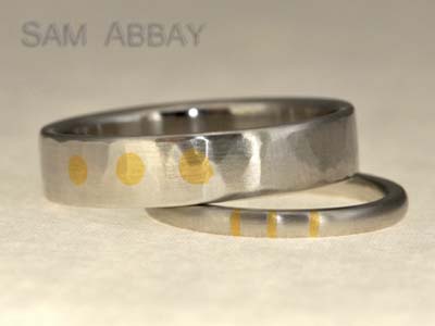 Palladium Wedding Rings with Gold Inlay