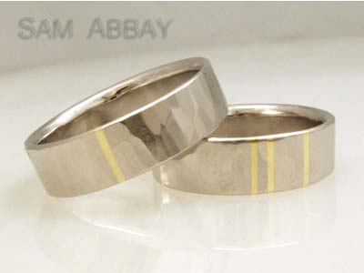 Palladium Wedding Rings with Inlay
