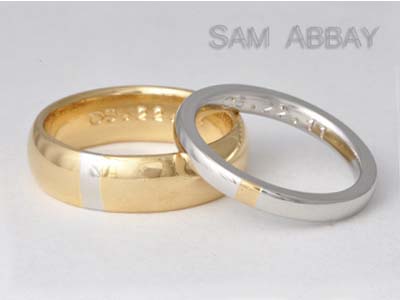 Platinum and Gold Wedding Rings with Inlay