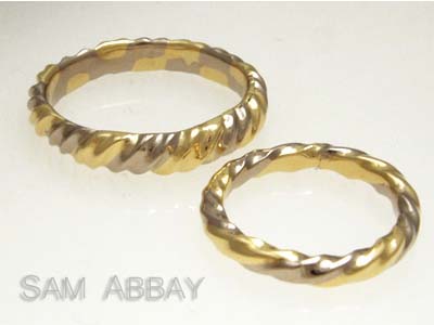 Twisted Yellow and White Gold Wedding Rings