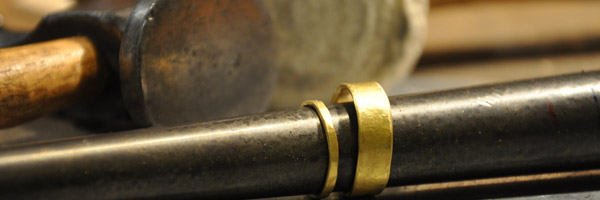 hammered 22k gold wedding rings